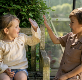 Koko Noko - Blouse - Korte - Mouw - Bruin - Maat 98