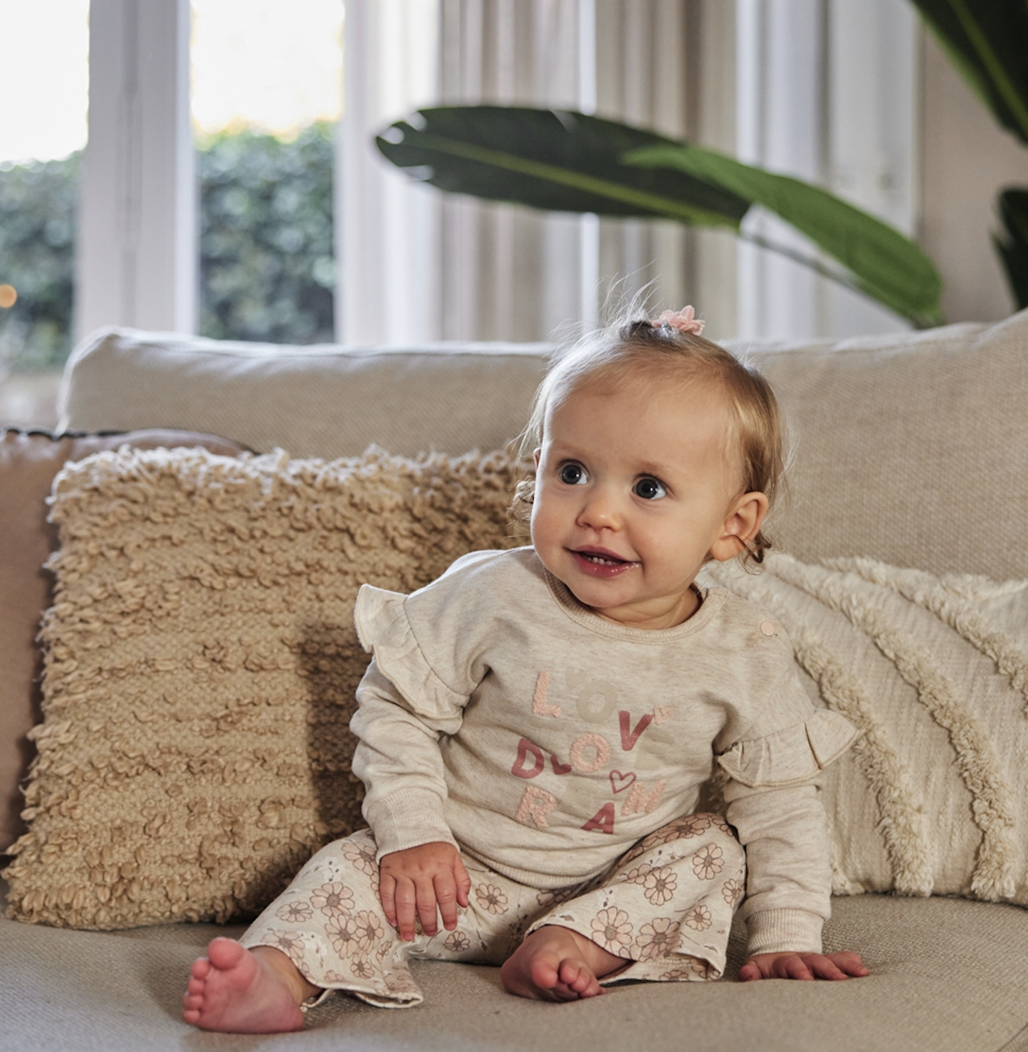 Dirkje - Flared - Broek - Off white - Bloemetjes