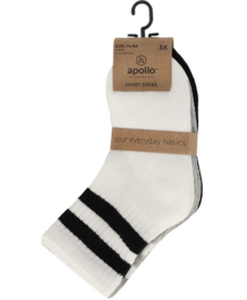 Apollo - Sokken - Sport - Baby - 3-pack - Zwart - Grijs - Wit