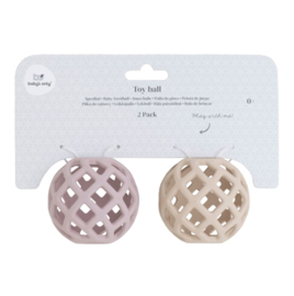 Baby’s Only - Sensorische - Siliconen - Speelballen - Oud Roze - Warm Linen - 2-pack
