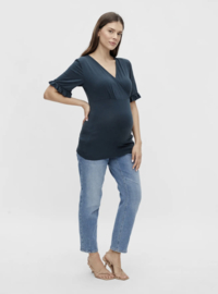 Mamalicious - MLDicte - Top - 2-in-1 - T-shirt - V-hals - Blueberry