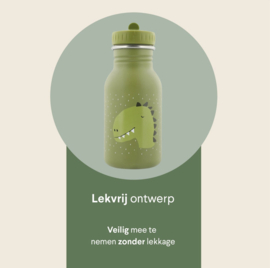 Trixie - Drinkfles - Mr. Dino - RVS waterfles - Lekvrij - 350ml - Groen