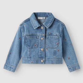 Name It - Jacket - Vest - Light - Blue - Denim - Kersjes - Cherries