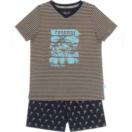 Charlie Choe - Jongens - Pyjama - Shortama - Blauw - Beige - Palmbomen