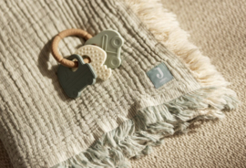 Jollein - Deken - Wieg - Jersey - Stripe - Sea Green - Ivory - 75x100 cm