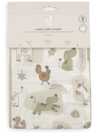 Jollein - Hydrofiel Washandje 15x20cm - Barn Buddies - 3 Stuks
