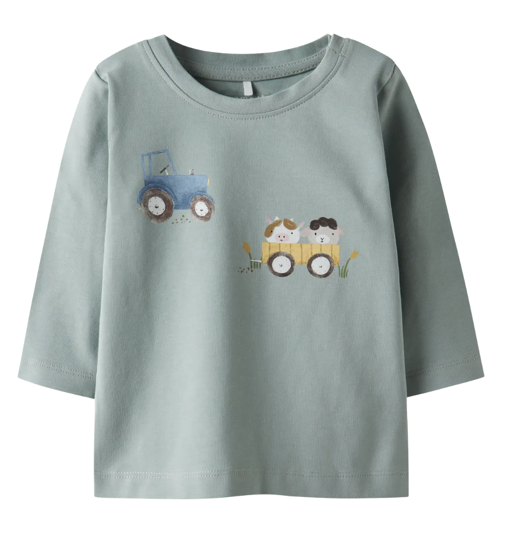 Name It - T-shirt - Boerderij - Tractor - Jadeite