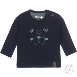 Dirkje - Jongens - Baby- Shirt - Beer - Navy - Bio - Katoen