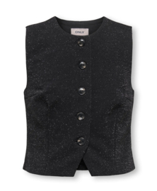 Only - Gilet - KOGALYA - Glitters - Black Silver Lurex
