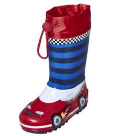 Playshoes - Regenlaarzen - Raceauto - Rood - Blauw - Wit