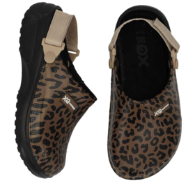 XQ Footwear - Tuinklompen - Panterprint - Bruin
