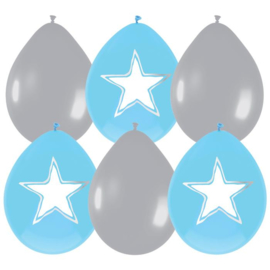 Ballonnen - Baby - Jongen - Beschrijfbaar - 30cm  - 6st - Sterren - Blauw