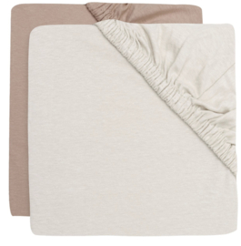 Jollein - Hoeslakens - Jersey - 2 Stuks - Light Terra & Oatmeal - 40/50x80/90 cm