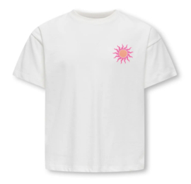 Only Girls - T-shirt - Kogsoli - Zonnetje - Cloud Dancer - Roze