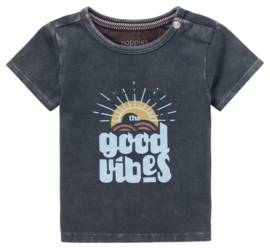 Noppies - T-shirt -  Huzhou - Black - Ebony - Good Vibes - Maat 68