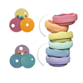 Grimms x Stapelstein -  Rollende Schijven - Pastelkleuren
