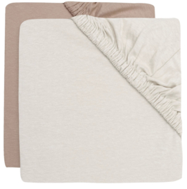 Jollein - Hoeslaken - Jersey - 2 Stuks - Light Terra & Oatmeal - 60x120 cm