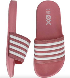 XQ Footwear - Slippers - Roze - Wit - Gestreept