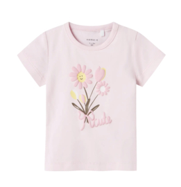 Name It - T-shirt - Flow - Bloemetjes - Roze