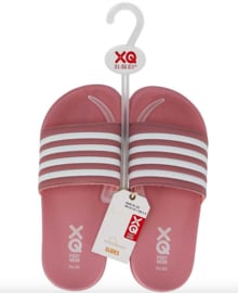 XQ Footwear - Slippers - Roze - Wit - Gestreept