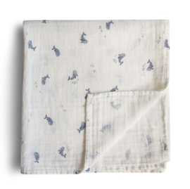 Mushie - Inbakerdoek - Mousseline - Whales - 120x120 cm