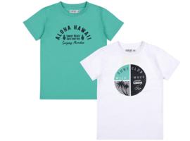 Dirkje - T-shirts - 2-pack - Aqua green + White