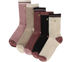 Apollo - Sokken - Hartjes - Rib - Multi Colour - 5-pack
