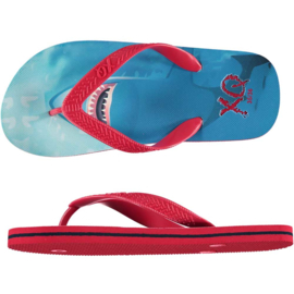 XQ Footwear - Jongens - Slippers - Haai - Blauw - Rood