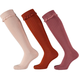 Apollo - Kniesokken - Girls - 3-pack - Broderie