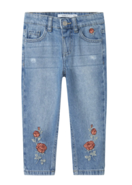 Name It - Broek - Bella - Mom jeans - Roosjes - Light blue denim