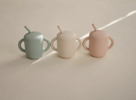 Mushie - Siliconen - Oefenbeker - Cup - Rietje - Cambridge - Blue
