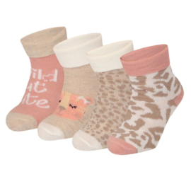 Apollo - Sokken - Dierenprint - Roze - Set - Van - 4 paar