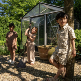 Koko Noko - Blouse - Korte - Mouw - Bladeren - Beige