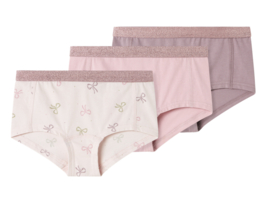 Name It - Onderbroeken - Hipsters - Barely - Pink - Strikjes - 3 stuks
