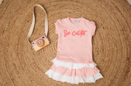 Dirkje - 2pce - Set - So - Cute - Roze - Wit - Maat 68