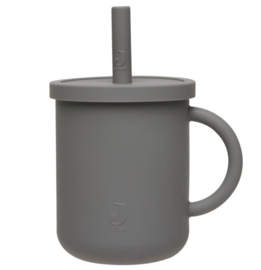 Jollein - Drinkbeker - Met - Rietje - Siliconen - Storm - Grey