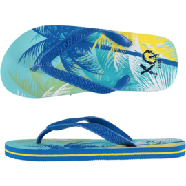 XQ Footwear - Jongens - Slippers - Palmboom - Blauw - Geel