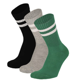 Apollo - Sport - Sokken - 3-pack - Zwart - Grijs - Groen
