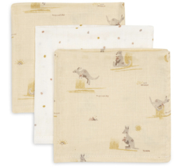 Jollein hydrofiele monddoekjes - Kangaroots -31x31 cm - 3 stuks