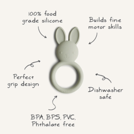 Mushie - Bijtring - Siliconen - Konijn - Bunny - Groen