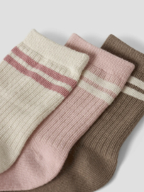 Name It - Sokken - NMFKIMIS - 3-pack - Antique White Lotus + Brown Lentil