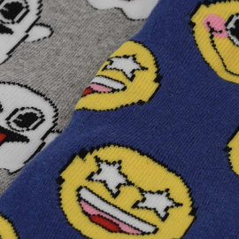 Apollo - Jongens - Sokken - Antislip - Smiley's - Blauw - 2-pack