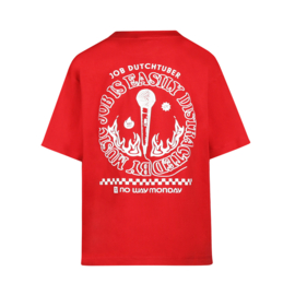 No Way Monday x Job Dutchtuber - T-shirt - Backprint - Rood