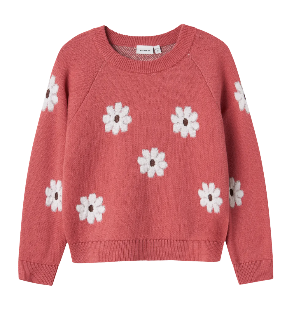Name It - Knit - Trui - Sweater - Leia - Bloemetjes - Rapture Rose