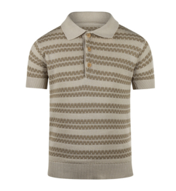 Koko Noko - T-shirt - Polo - Taupe - Gestreept