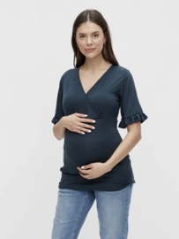 Mamalicious - MLDicte - Top - 2-in-1 - T-shirt - V-hals - Blueberry