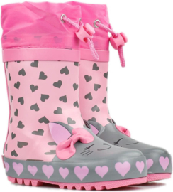 Playshoes - Regenlaars - Kat - Roze