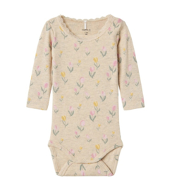 Name It - Romper - Bloemen - Beige - Rib