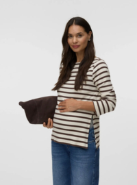 Mamalicious - MLLANE - Top - Longsleeve - Gestreept - Hot Fudge
