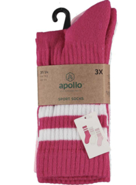 Apollo - Sport - Sokken - 3-pack - Roze - Wit